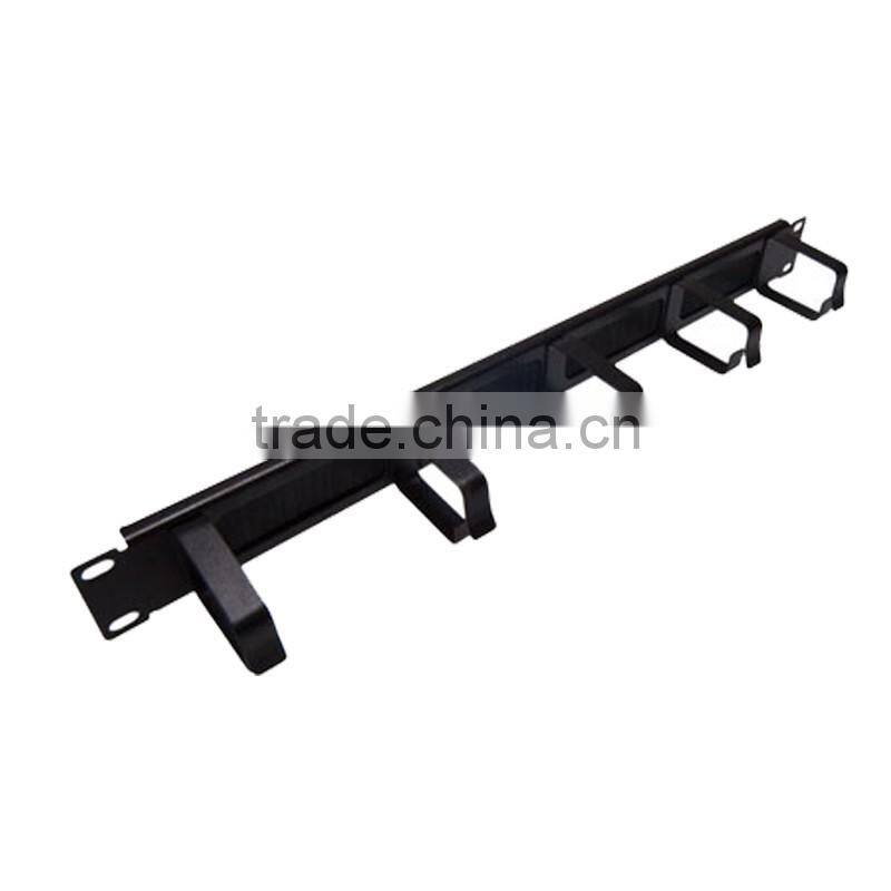 1U 19-inch racks d-ring brush cable management Panel with Brush Grommet