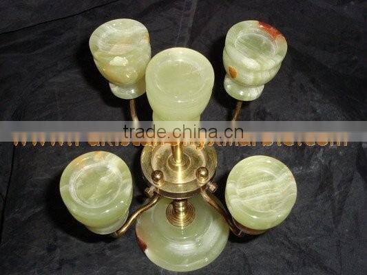 NATURAL 2017 New Items ONYX CANDLE HOLDERS STANDS BRASS WORK