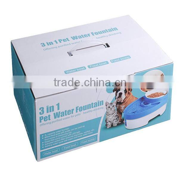 2017 New Hot Automatic Pet Waterer, 3 In 1 Pet Water Fountain Multi-functional LED Light Automatic Pet Bowl Feeder Waterer