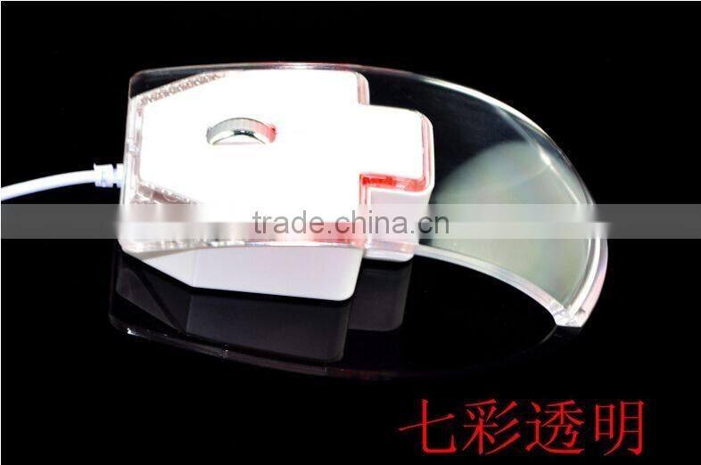 Latest LED Clear wired mouse Colorful Transparent LED Mouse