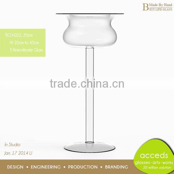 High End Clear Glass Stem Candle Holder