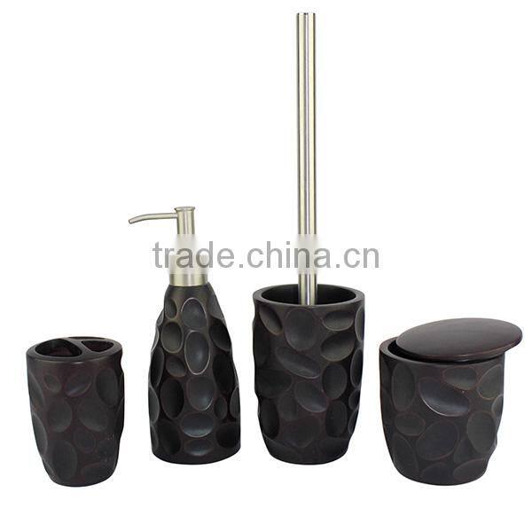 Debossing effect resin bathroom 3 pics accessories/sets from factory direct sale