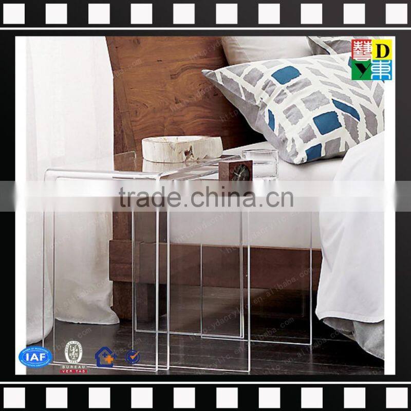 Round PMMA furniture tables transparent acrylic coffee table from shenzhen yidong