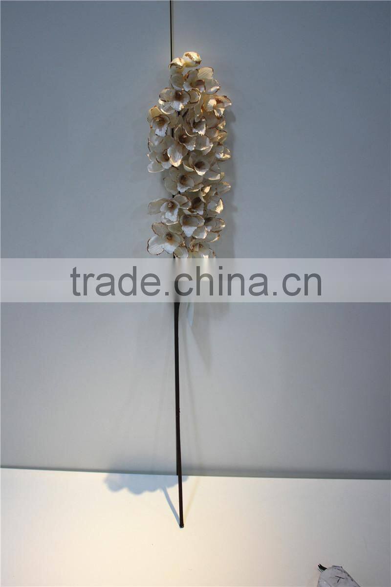 Home garden decoration 90cm hight white Gold string 19 flowers Cymbidium orchid artificial wedding flowers ELH03 0402