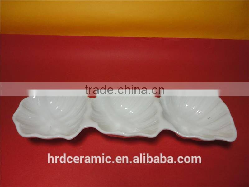 Stocked wholesale best prices porcelain bowl ceramic dish leaf shape