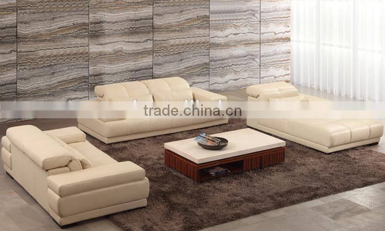 high quality luxury furniture top grain leather sectional sofa set