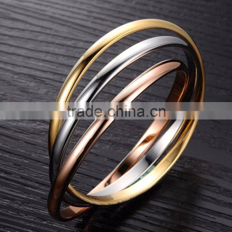Wholesale Special Three Circle Jewelry Gift Bracelet Stainless Steel Bangle