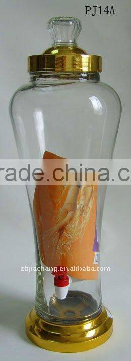 5L glass ginseng bottle with metal rack PJ14A