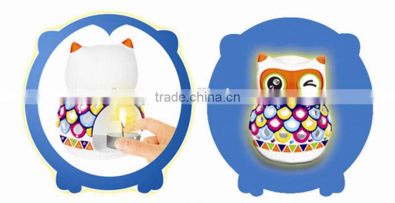 factory new design DIY free coloring ceramic owl candle holder