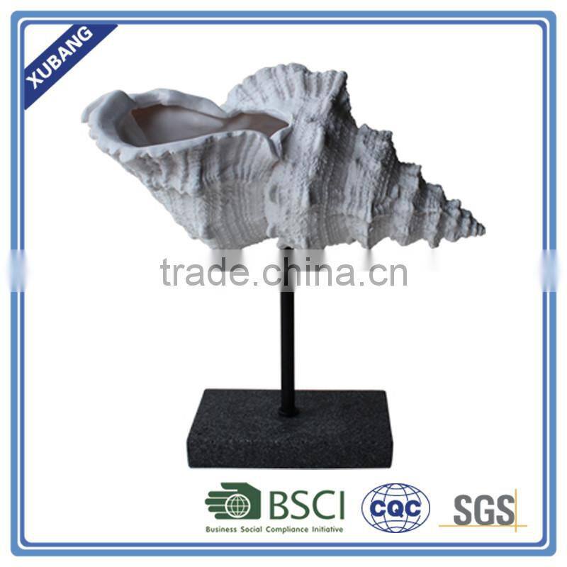 Poly Resin Slim Shell With Black Metal Base Figurine