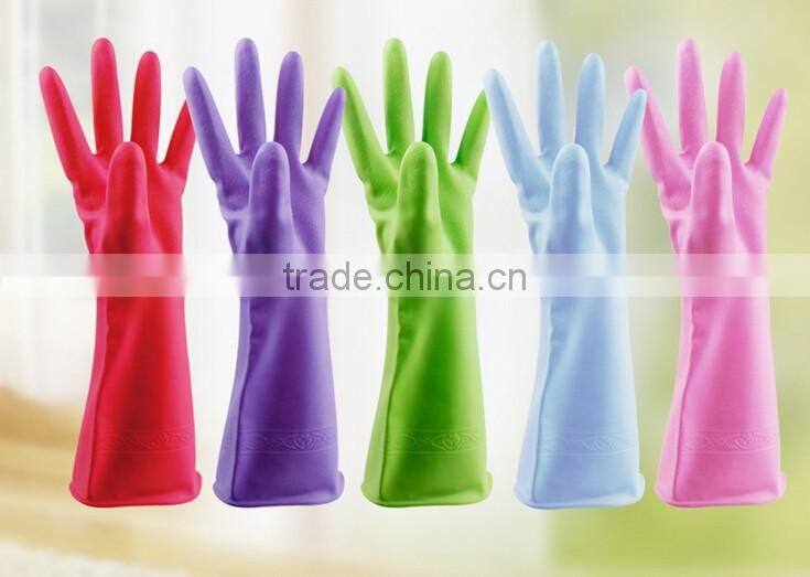 winter household PVC cleaning gloves/warm cleaning gloves with cuff for washing the dishes and clothes