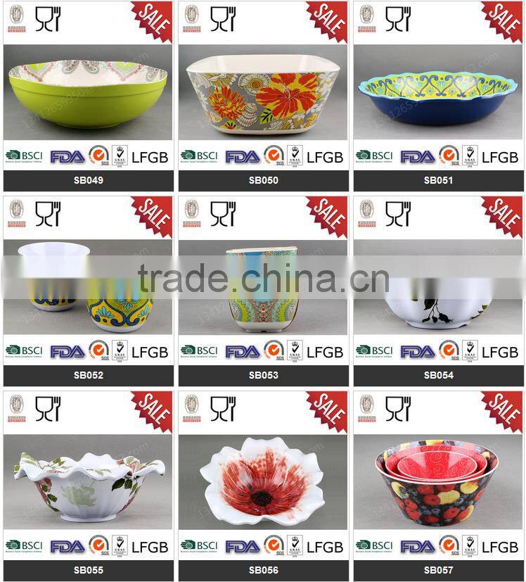 2016 new design wave design tableware round white solid color melamine soup tureen