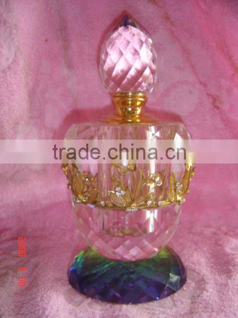 good k9 round shape facet colored crystal perfume bottle for girl