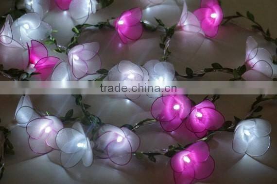 Pink and White LED Flower string lights
