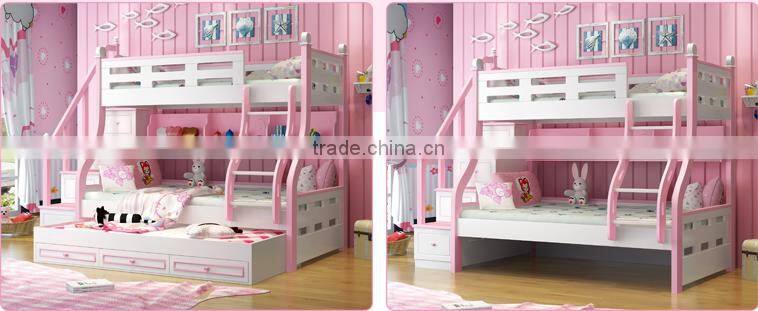Color Life Mini Children Kid Bed Furniture Wooden Bunk Bed Set for Twins Bedroom Room