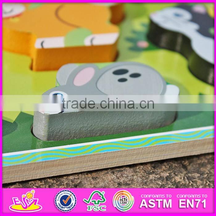 2016 new design educational 3d puzzle toy wooden animal shapes for kindergarten W14D021