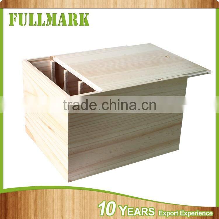 Blue color birch veneer wooden wine box