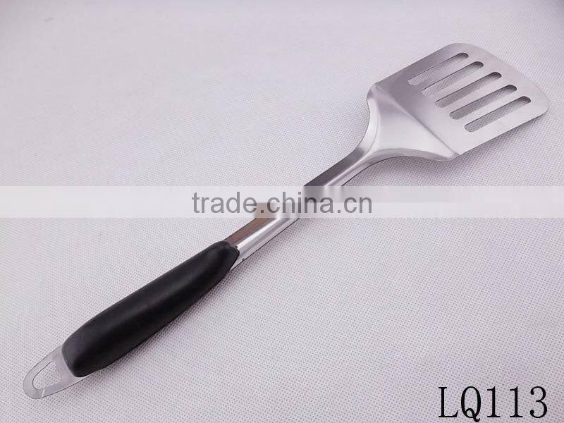Stainless steel kitchen tools kitchen spatula slotted turner with plastics black handle