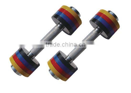 Colorful chrome dumbbell with thread handle