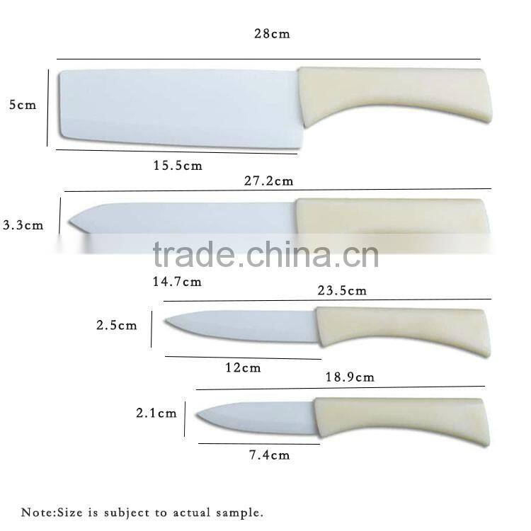 4 Pieces ABS Handle Zirconia Ceramic Knife with White Blade
