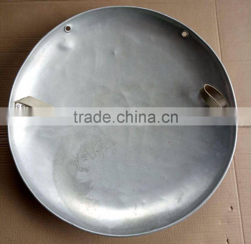 Vintage Round Aluminum Saucer Sled Metal Snow Disc w/ Canvas Strap Handles 25"