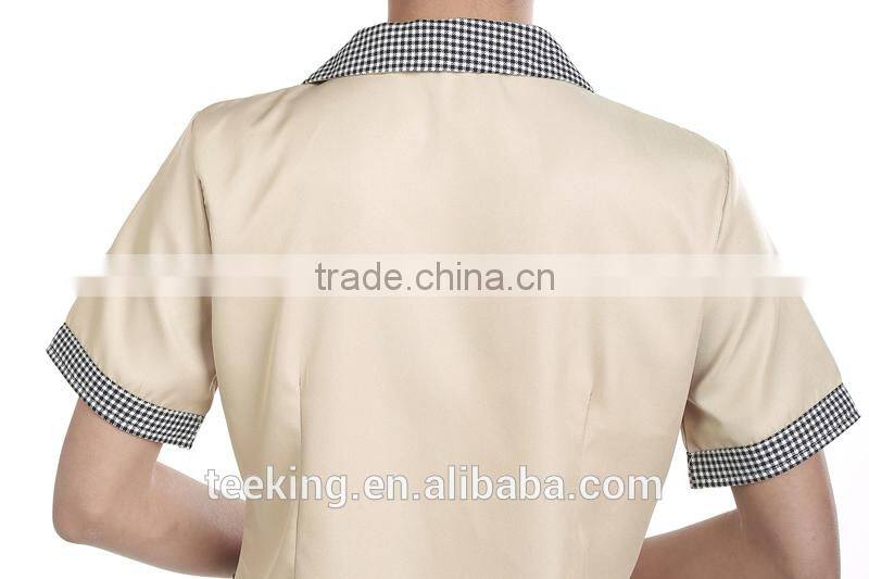 Classic design hotel housekeeping uniform for women