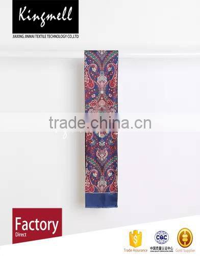 Custom Blue Digital Printed Silk Scarf for Men in Spring and Autumn