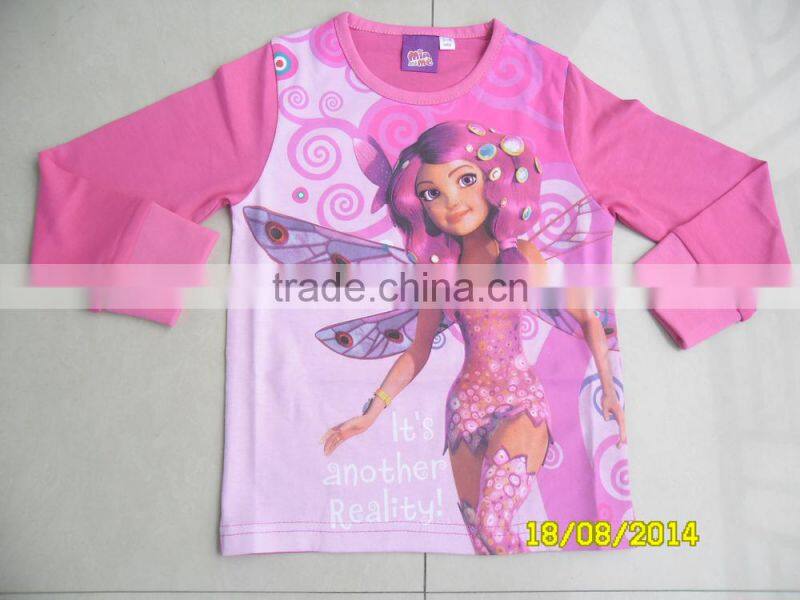 children pajama set for winter, 2016 new design high technology printed girls children winter cotton pajama set.