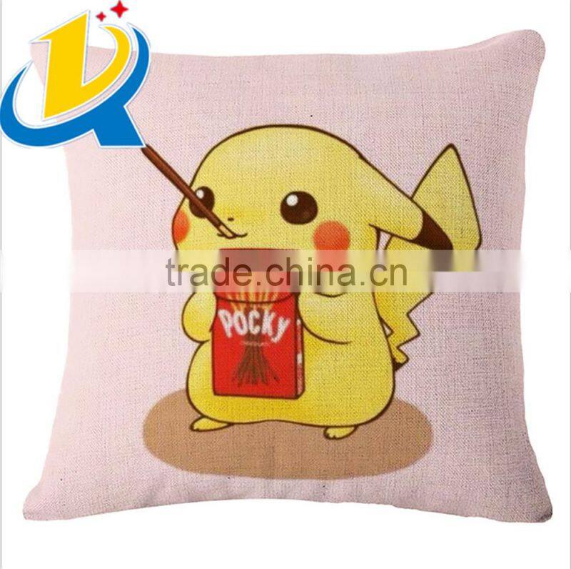 Free sample high quality 45*45cm Pokemon pillow case with Pikachu