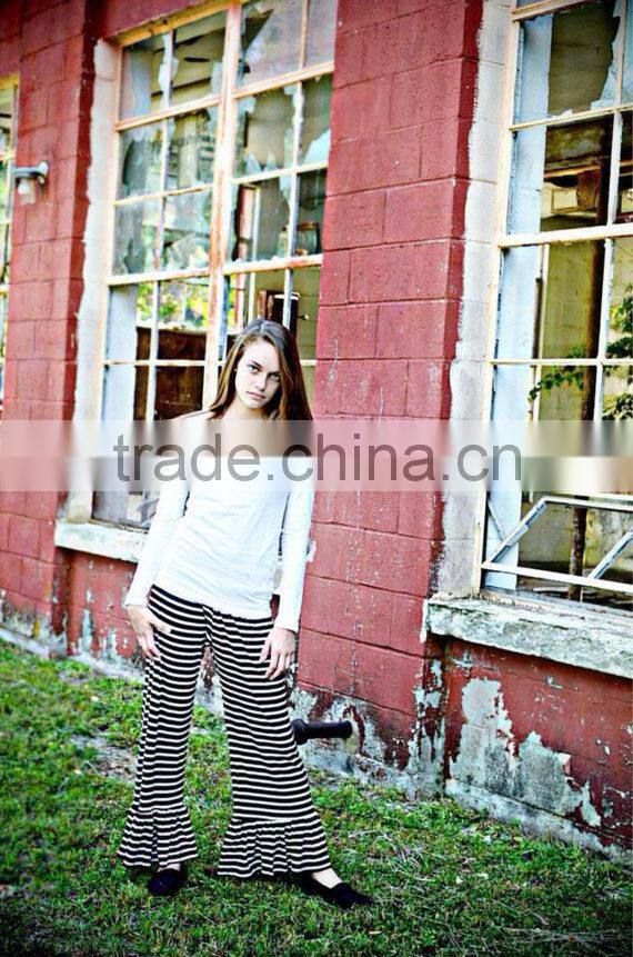 wholesale boutique ruffles pants women knit ruffle pants