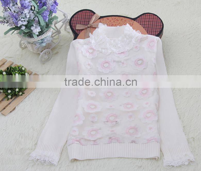 pink latest design high neck youth knitting children clothes 2016