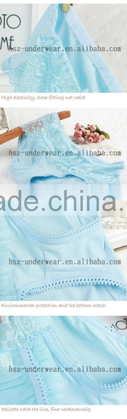 Cute girl's panties regenerated fiber spandex underwear light blue lace sexy ladies panty little girls underwear models