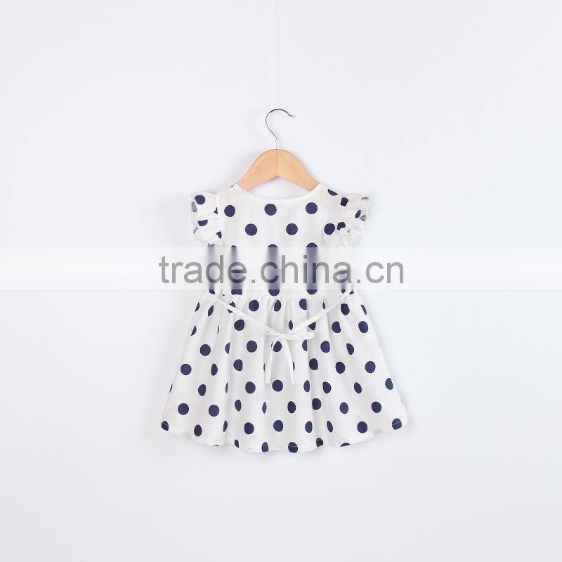 Children Boutique Summer Clothing Baby Girls White Big Polka Dot Ruffle Dress Party Wear