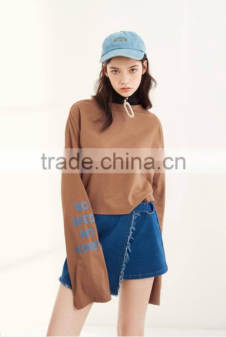 Long Sleeve Cropped T-shirt Womens Crop Top With Print Logo