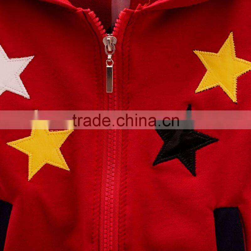 New cotton five-pointed star boy long-sleeved two-piece suit