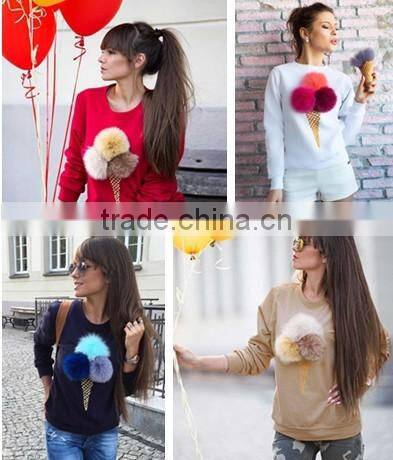 Mohair Ball Ice Cream Printed Sweatshirt Mommy And Me Pullover Custom Hoodies