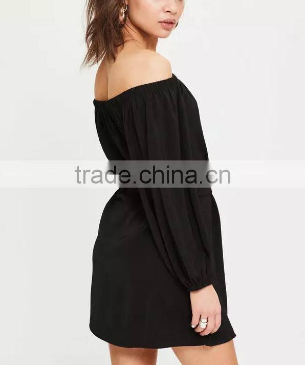 Fashion Design Long Shirt One Shoulder Off Dress Belt Shirt Dress