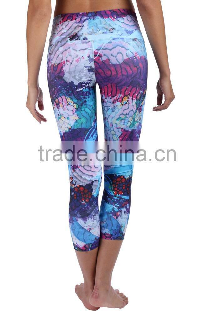 Sexy capri tights cheap colorful leggings women flowery leggings