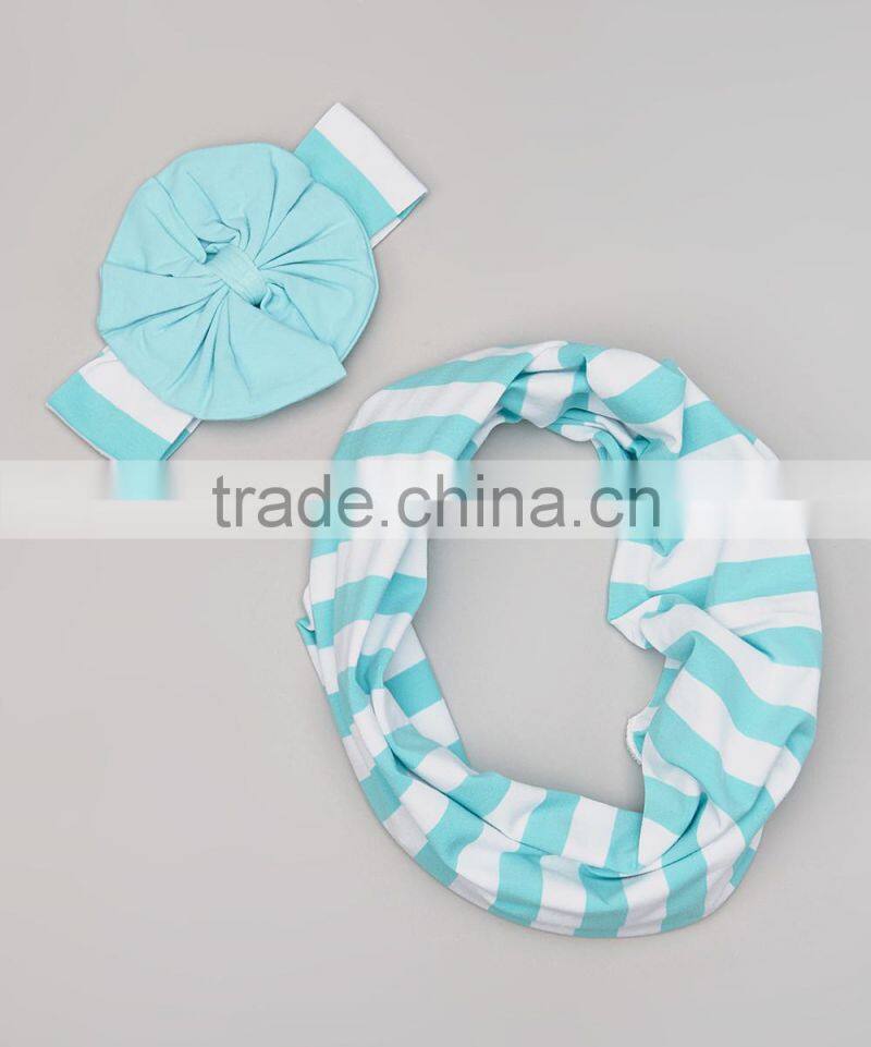 Newest Light Blue Stripe Infinity Scarf And Headband Fancy Girl Accessories Children Wear G-NP-CS905-254