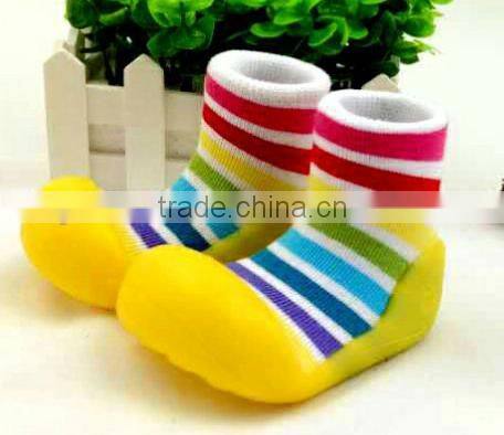Anti-slide TPR sole baby socks, cotton sock shoes for baby