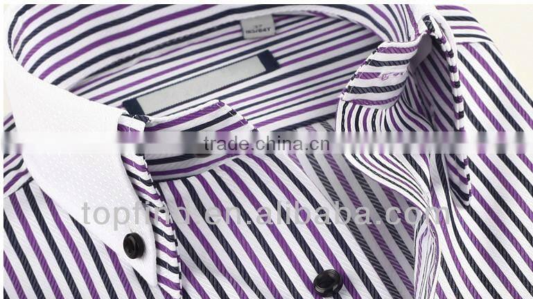 Formal double collar 100% cotton long sleeve stripe Men Shirts