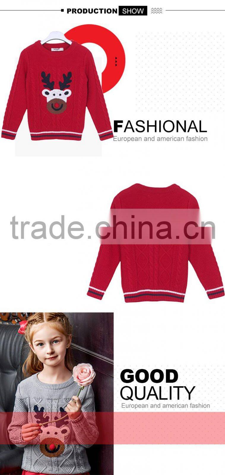 cheap clothing wool handmade kids pullover sweater of christmas for girls