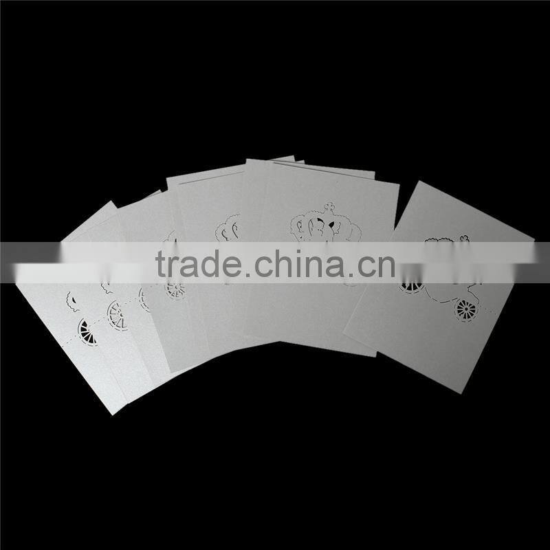 Paper Wedding Party Name Place Card Crown Gray