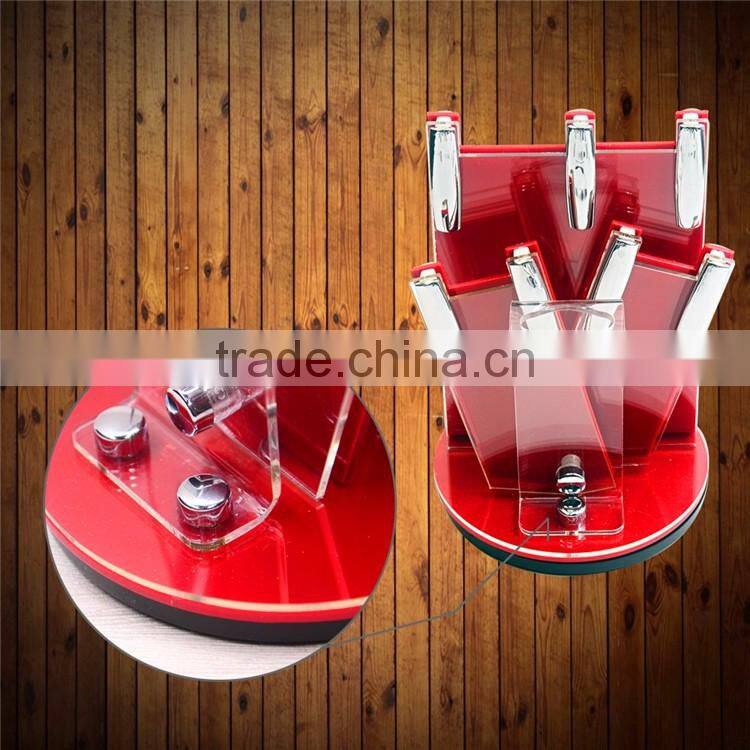 New Arrival Hot Sale Useful Red Acrylic Kitchen Ceramic Knife Holder Kitchen Knife Stand Block For 3 4 5 6 Knives And Peeler