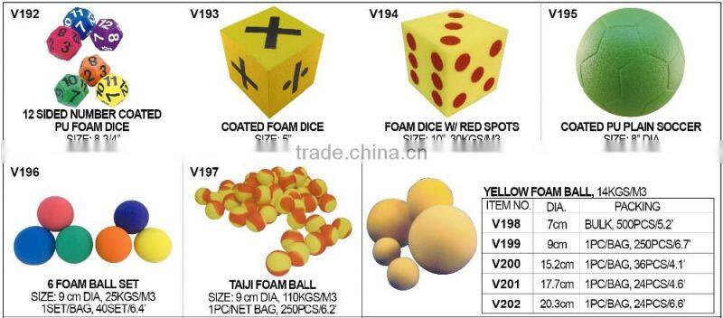 12 SIDED NUMBER COATED PU FOAM DICE