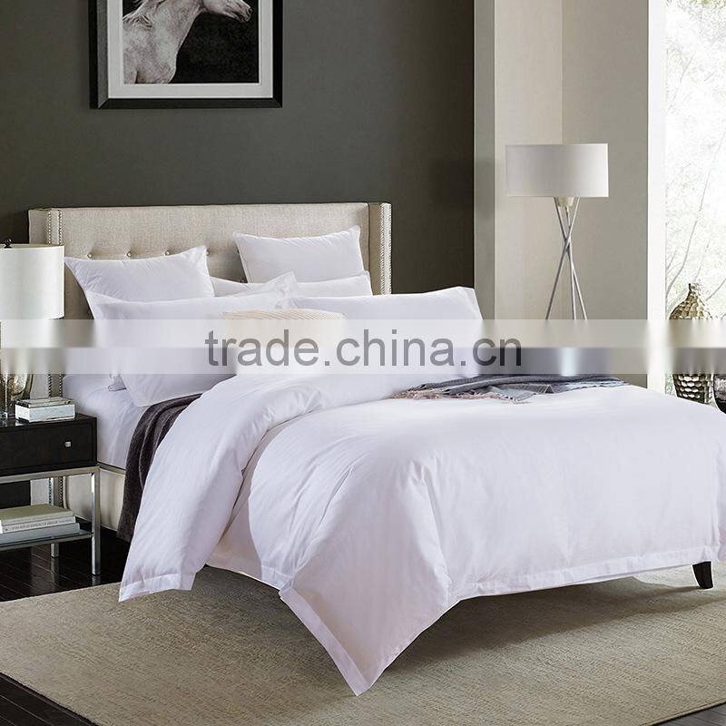 Guangzhou bed linen manufacturer 300 Thread count white color cotton bedsheets bedding sets