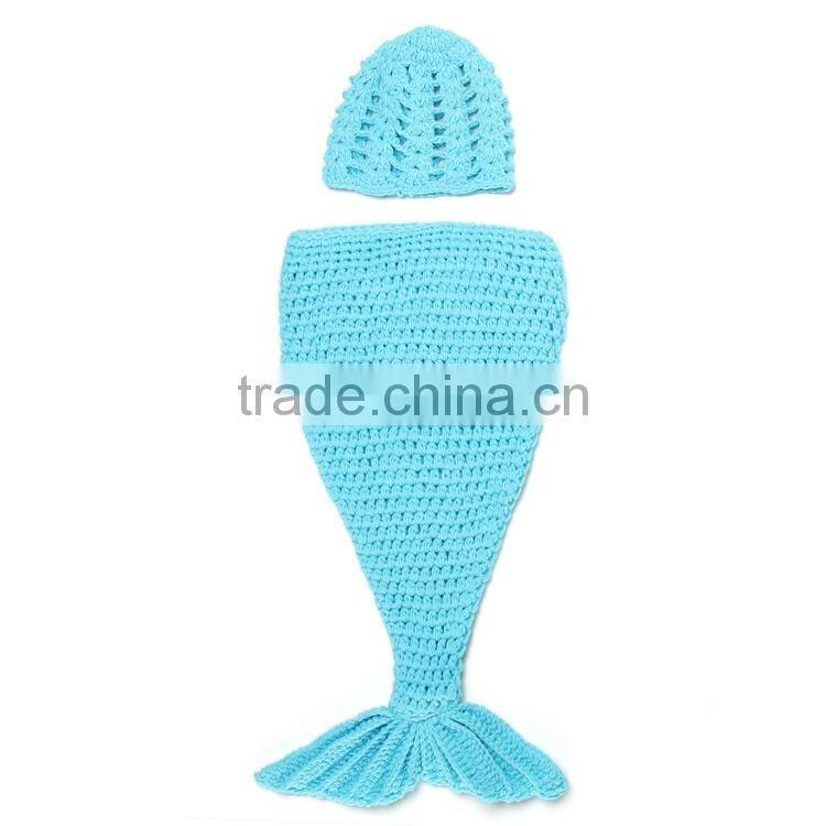 Wholesale blue mermaid tail cocoon crochet baby clothes M5042802