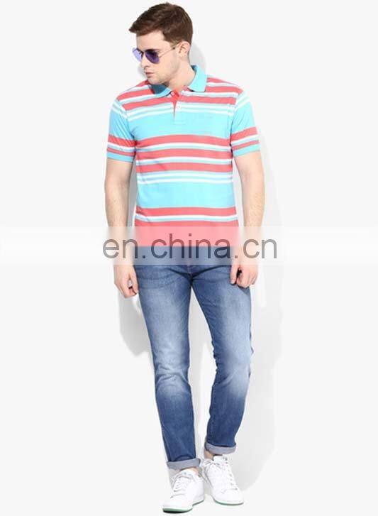 Premium Blue Striped Polo tshirts