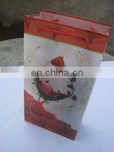 Brown Kraft paper wine bag with printing and handles
