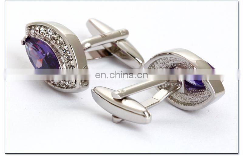 Elegant Purple Crystal Cufflinks Sliver Cufflink